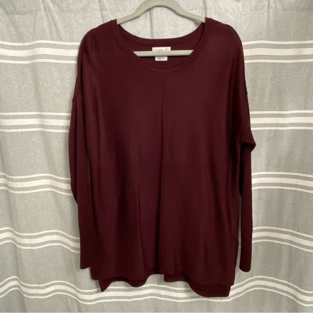 VAN HEUSEN / Maroon Light Weight Drop Sleeve Oversized Tunic Sweater Size M